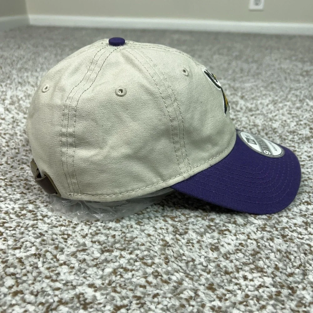 Minnesota Vikings Mens Hat Strap Back Beige Purple Cap Football New Era NFL Logo